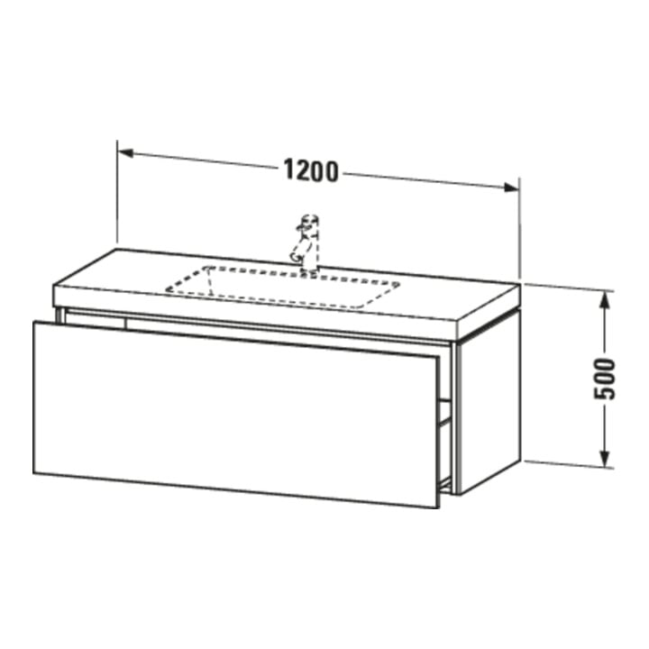 Duravit Waschtischunterschrank c-bonded L-Cube 120x48cm, o. HL, Eiche schwarz, 1 Auszug