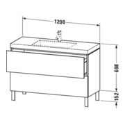 Duravit Waschtischunterschrank c-bonded L-Cube 120x48cm, o HL, graph ma, 2 Ausz., steh.-4