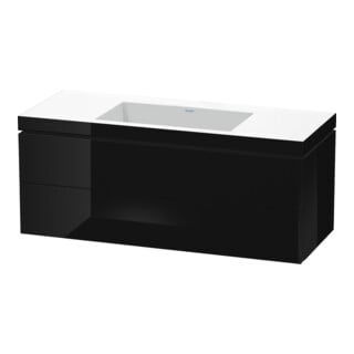 Duravit Waschtischunterschrank c-bonded L-Cube 120x48cm, o HL, sw hgl, 2 Schub., wandhängend