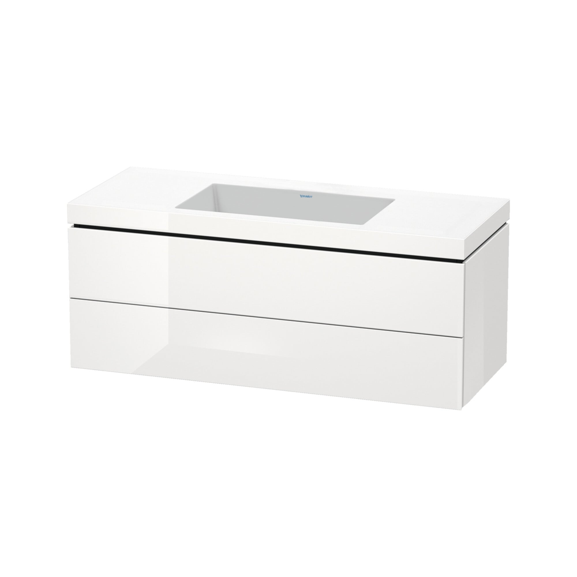 Duravit Waschtischunterschrank c-bonded L-Cube 120x48cm, o HL, we. hgl, 2 Schub., wandhängend