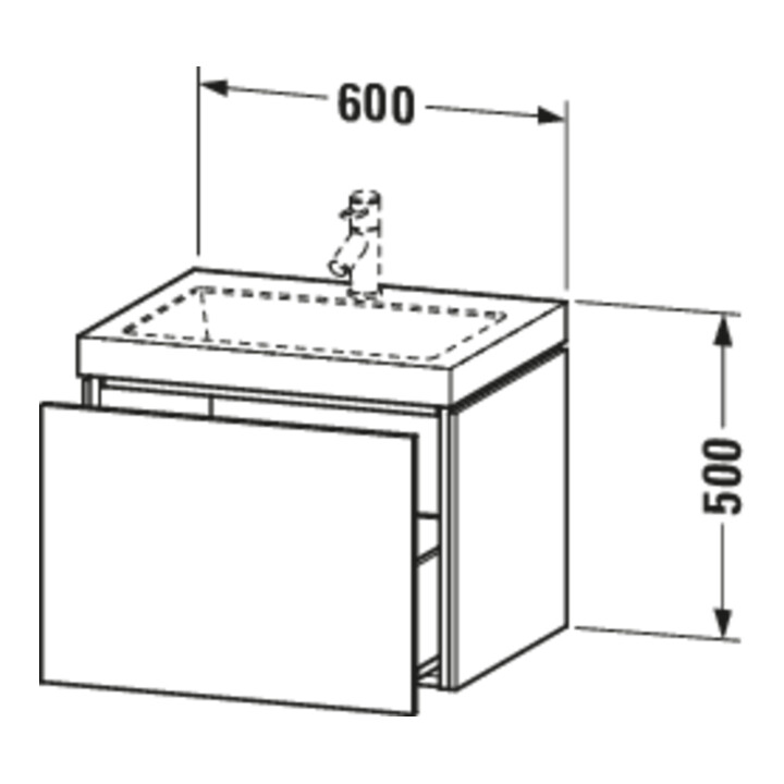 Duravit Waschtischunterschrank c-bonded L-Cube 60 x48cm, 1 HL, E d geb., 1 Ausz., wandhängend