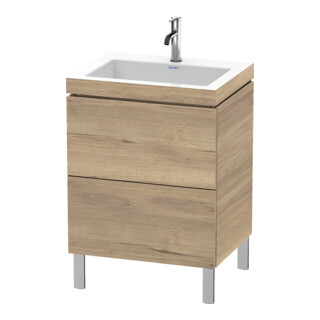 Duravit Waschtischunterschrank c-bonded L-Cube 60 x48cm, 1 HL, Ei marm., 2 Ausz., steh.