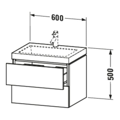 Duravit Waschtischunterschrank c-bonded L-Cube 60 x48cm, 1 HL, f G m, 2 Schub., wandhängend