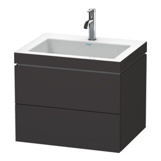 Duravit Waschtischunterschrank c-bonded L-Cube 60 x48cm, 1 HL, gra m, 2 Schub., wandhängend