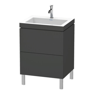 Duravit Waschtischunterschrank c-bonded L-Cube 60 x48cm, 1 HL, graph ma, 2 Ausz., steh.