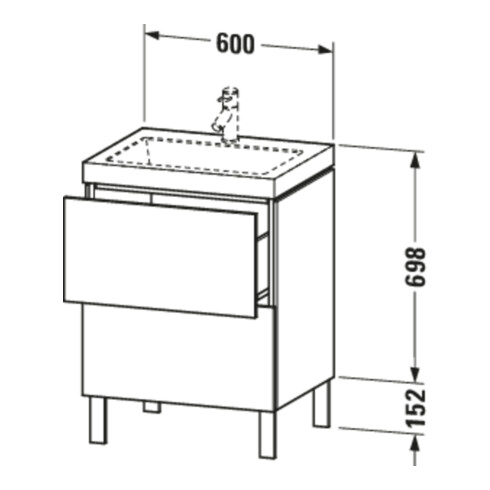 Duravit Waschtischunterschrank c-bonded L-Cube 60 x48cm, 1 HL, med. Ei, 2 Ausz., steh.