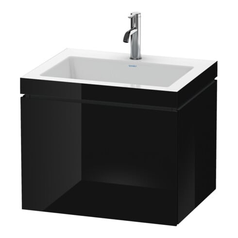 Duravit Waschtischunterschrank c-bonded L-Cube 60 x48cm, 1 HL, sw hgl, 1 Ausz., wandhängend