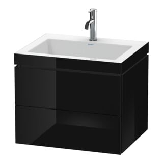 Duravit Waschtischunterschrank c-bonded L-Cube 60 x48cm, 1 HL, sw hgl, 2 Schub., wandhängend