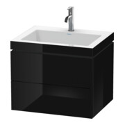 Duravit Waschtischunterschrank c-bonded L-Cube 60 x48cm, 1 HL, sw hgl, 2 Schub., wandhängend