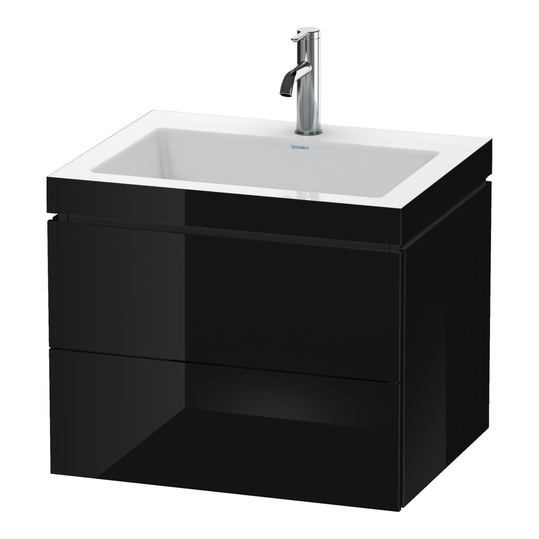 Duravit Waschtischunterschrank c-bonded L-Cube 60 x48cm, 1 HL, sw hgl, 2 Schub., wandhängend