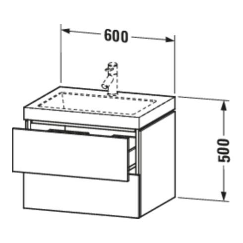 Duravit Waschtischunterschrank c-bonded L-Cube 60x48cm, o HL, E d geb., 2 Schub., wandhängend