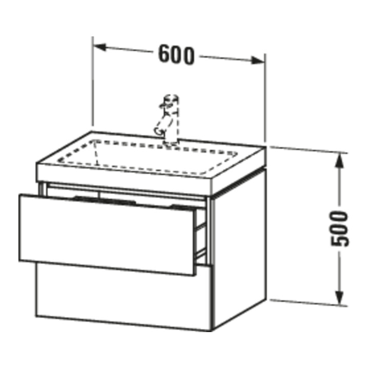 Duravit Waschtischunterschrank c-bonded L-Cube 60x48cm, o HL, E d geb., 2 Schub., wandhängend