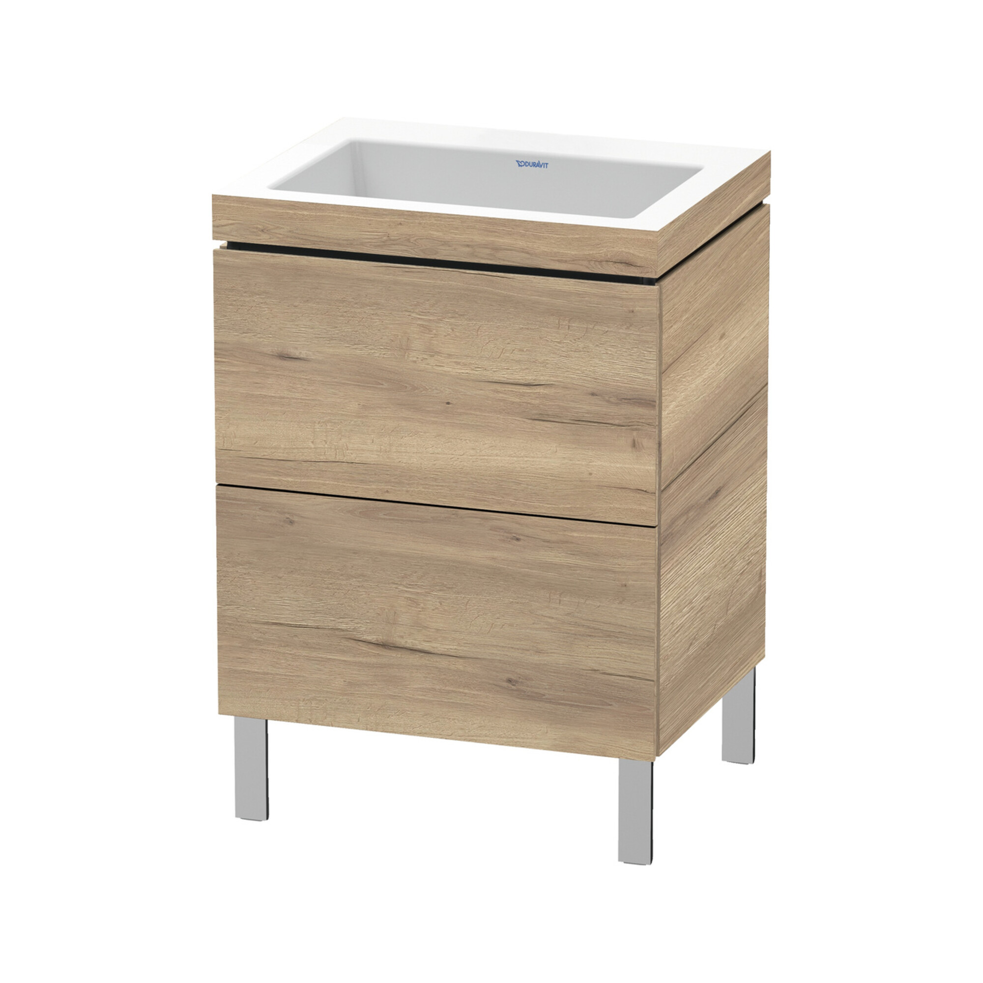 Duravit Waschtischunterschrank c-bonded L-Cube 60x48cm, o HL, Ei marm., 2 Ausz., steh.