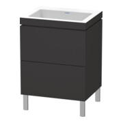 Duravit Waschtischunterschrank c-bonded L-Cube 60x48cm, o HL, gra matt, 2 Ausz., steh.