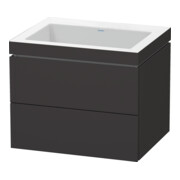 Duravit Waschtischunterschrank c-bonded L-Cube 60x48cm, o HL, gra matt, 2 Schub., wandhängend