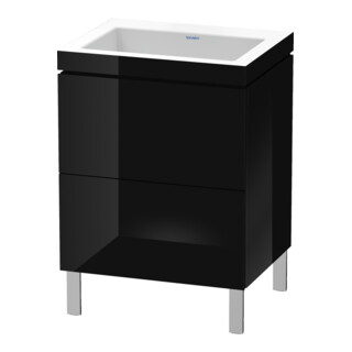 Duravit Waschtischunterschrank c-bonded L-Cube 60x48cm, o HL, sw hgl, 2 Ausz., steh.