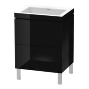Duravit Waschtischunterschrank c-bonded L-Cube 60x48cm, o HL, sw hgl, 2 Ausz., steh.