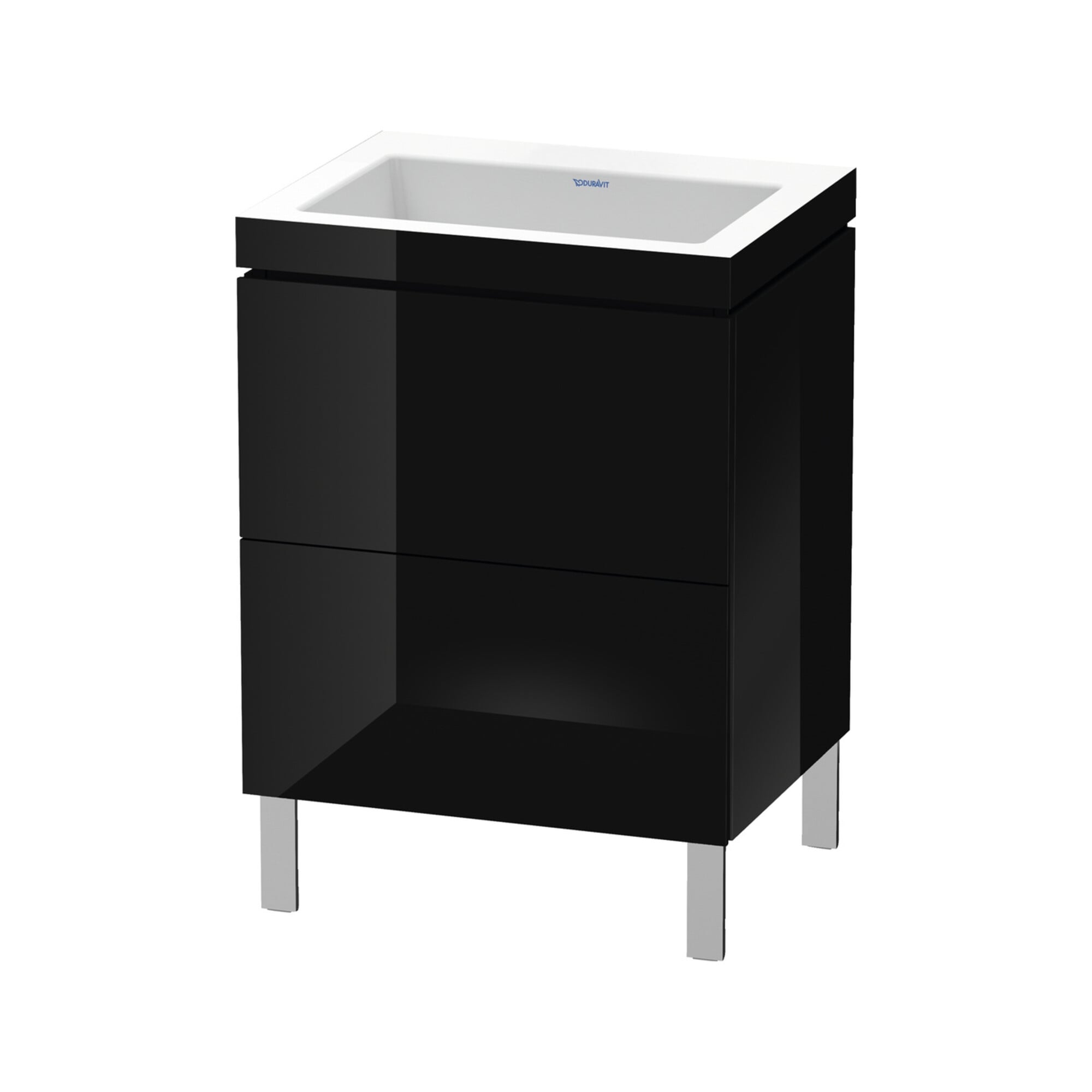 Duravit Waschtischunterschrank c-bonded L-Cube 60x48cm, o HL, sw hgl, 2 Ausz., steh.
