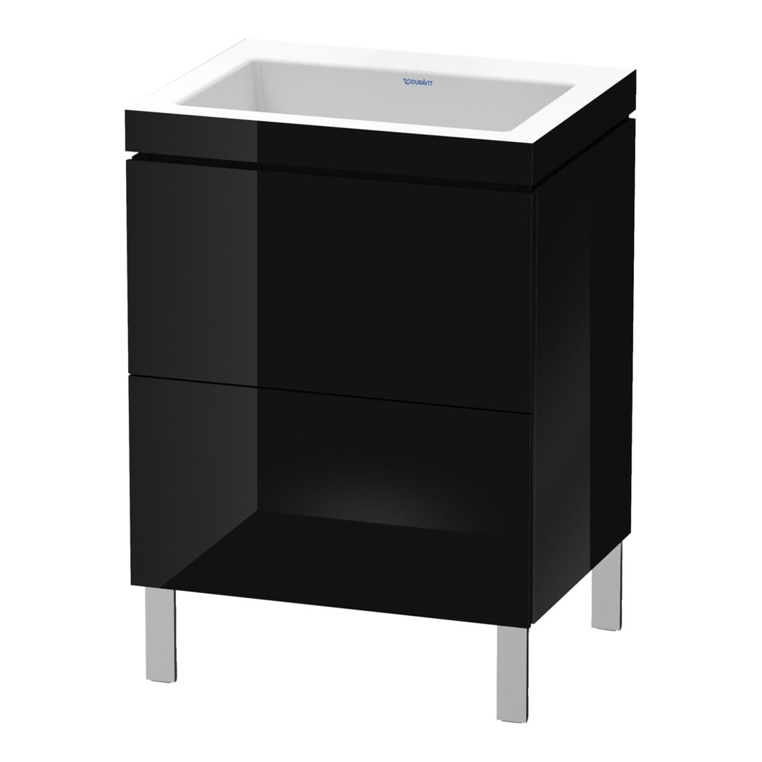 Duravit Waschtischunterschrank c-bonded L-Cube 60x48cm, o HL, sw hgl, 2 Ausz., steh.