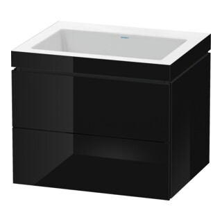 Duravit Waschtischunterschrank c-bonded L-Cube 60x48cm, o HL, sw hgl, 2 Schub., wandhängend