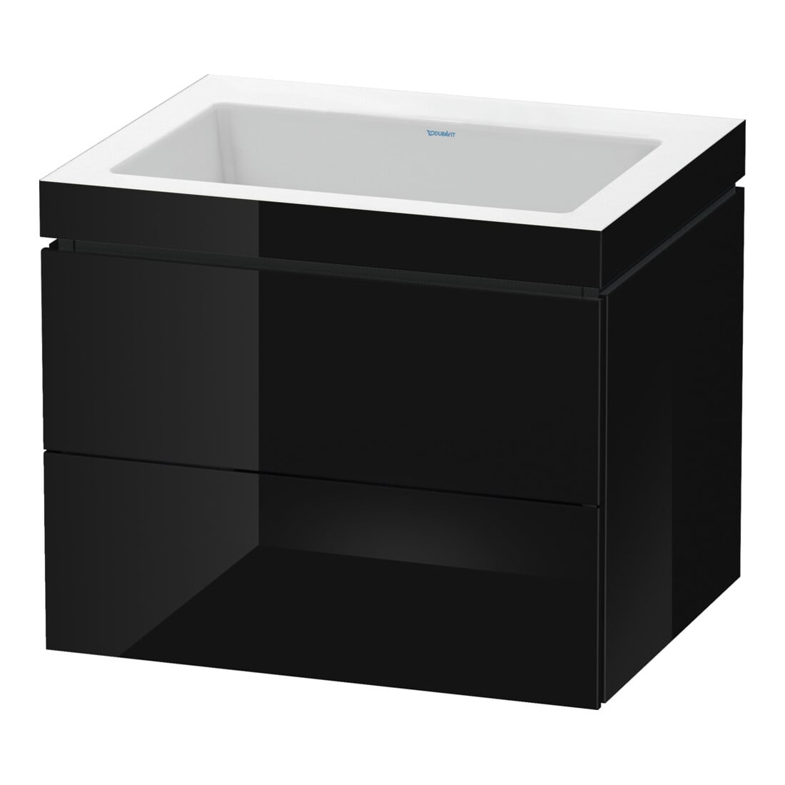 Duravit Waschtischunterschrank c-bonded L-Cube 60x48cm, o HL, sw hgl, 2 Schub., wandhängend