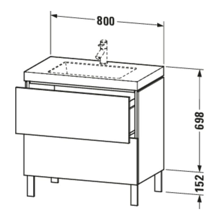 Duravit Waschtischunterschrank c-bonded L-Cube 80x48cm, 1 HL, E d geb., 2 Ausz., steh.