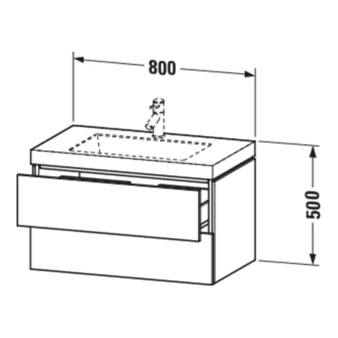 Duravit Waschtischunterschrank c-bonded L-Cube 80x48cm, 1 HL, E d geb., 2 Schub., wandhängend