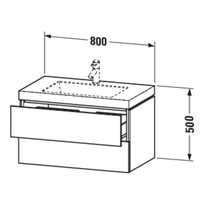 Duravit Waschtischunterschrank c-bonded L-Cube 80x48cm, 1 HL, E d geb., 2 Schub., wandhängend