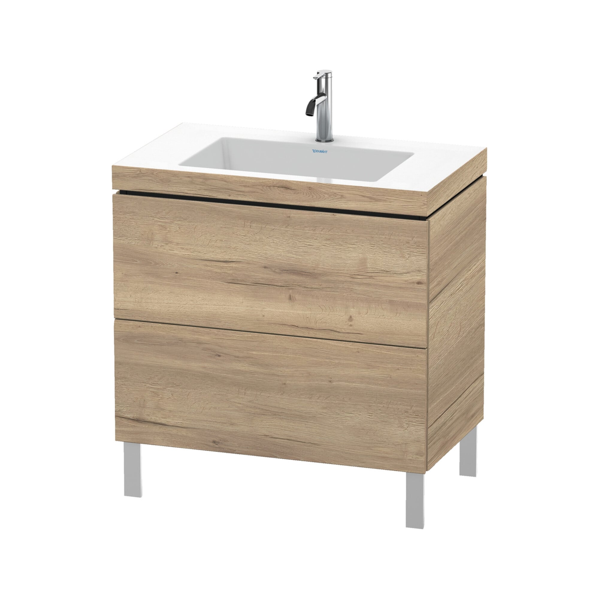 Duravit Waschtischunterschrank c-bonded L-Cube 80x48cm, 1 HL, Ei marm., 2 Ausz., steh.