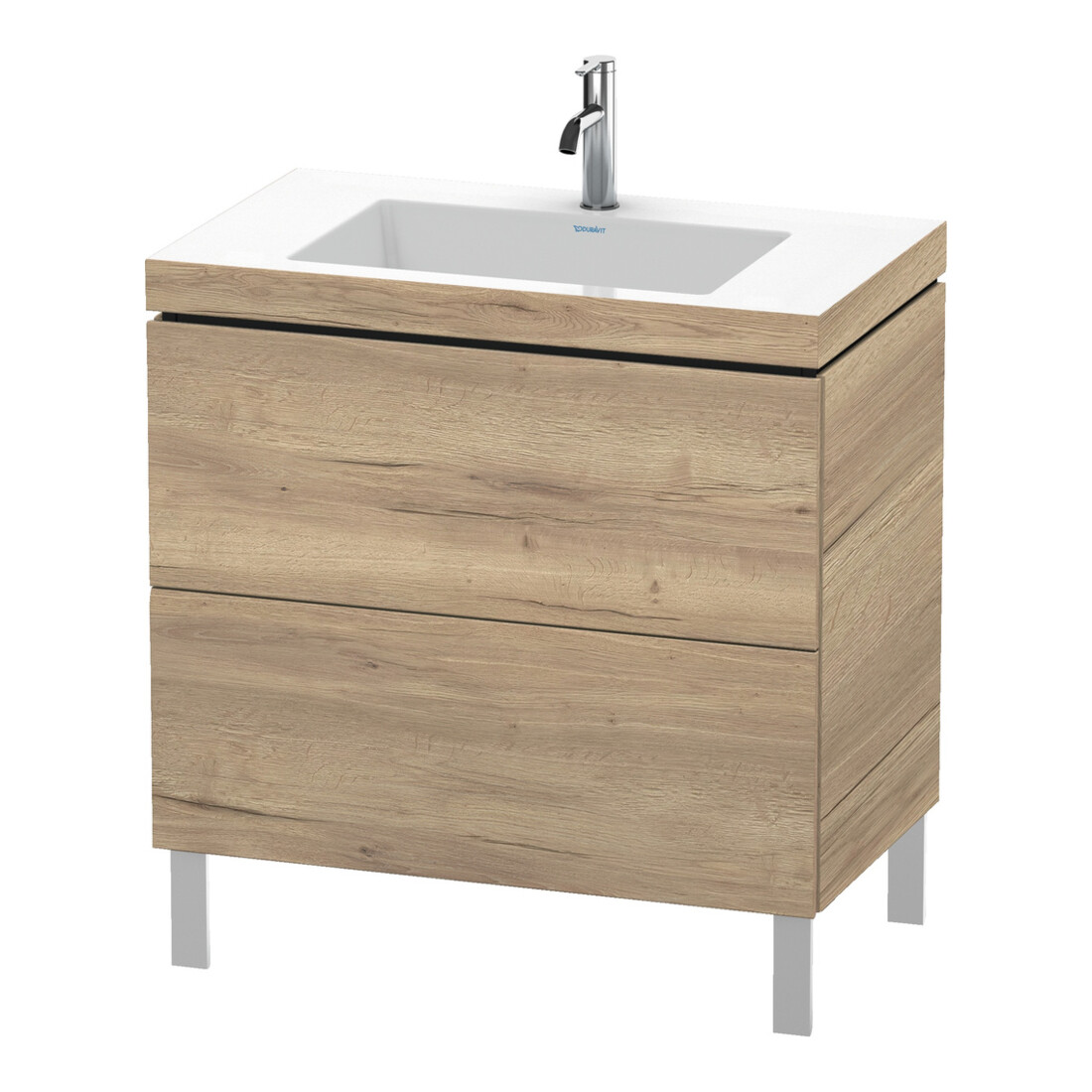 Duravit Waschtischunterschrank c-bonded L-Cube 80x48cm, 1 HL, Ei marm., 2 Ausz., steh.