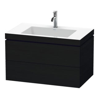 Duravit Waschtischunterschrank c-bonded L-Cube 80x48cm, 1 HL, Ei schwarz, 2 Schubkästen