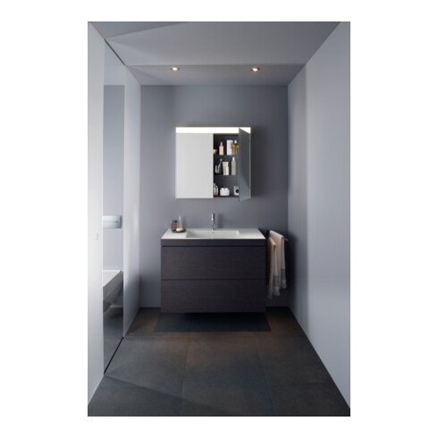 Duravit Waschtischunterschrank c-bonded L-Cube 80x48cm, 1 HL, Ei schwarz, 2 Schubkästen