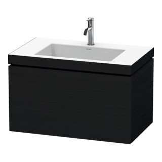 Duravit Waschtischunterschrank c-bonded L-Cube 80x48cm, 1 HL, Eiche schwarz, 1 Auszug