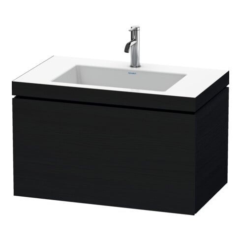 Duravit Waschtischunterschrank c-bonded L-Cube 80x48cm, 1 HL, Eiche schwarz, 1 Auszug