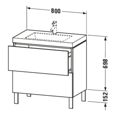 Duravit Waschtischunterschrank c-bonded L-Cube 80x48cm, 1 HL, graph ma, 2 Ausz., steh.