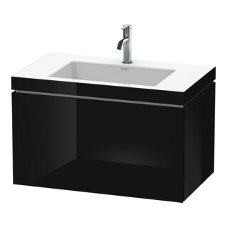 Duravit Waschtischunterschrank c-bonded L-Cube 80x48cm, 1 HL, sw hgl, 1 Ausz., wandhängend