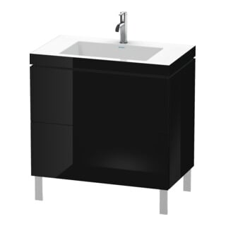 Duravit Waschtischunterschrank c-bonded L-Cube 80x48cm, 1 HL, sw hgl, 2 Ausz., steh.