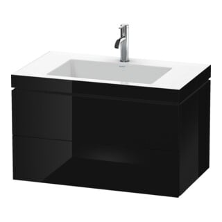 Duravit Waschtischunterschrank c-bonded L-Cube 80x48cm, 1 HL, sw hgl, 2 Schub., wandhängend