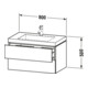Duravit Waschtischunterschrank c-bonded L-Cube 80x48cm, o HL, bas. ma, 2 Schub., wandhängend