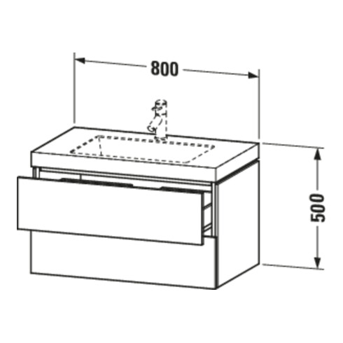 Duravit Waschtischunterschrank c-bonded L-Cube 80x48cm, o HL, E d geb., 2 Schub., wandhängend