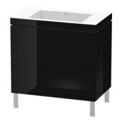 Duravit Waschtischunterschrank c-bonded L-Cube 80x48cm, o HL, sw hgl, 2 Ausz., steh.