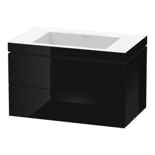 Duravit Waschtischunterschrank c-bonded L-Cube 80x48cm, o HL, sw hgl, 2 Schub., wandhängend