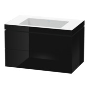 Duravit Waschtischunterschrank c-bonded L-Cube 80x48cm, o HL, sw hgl, 2 Schub., wandhängend