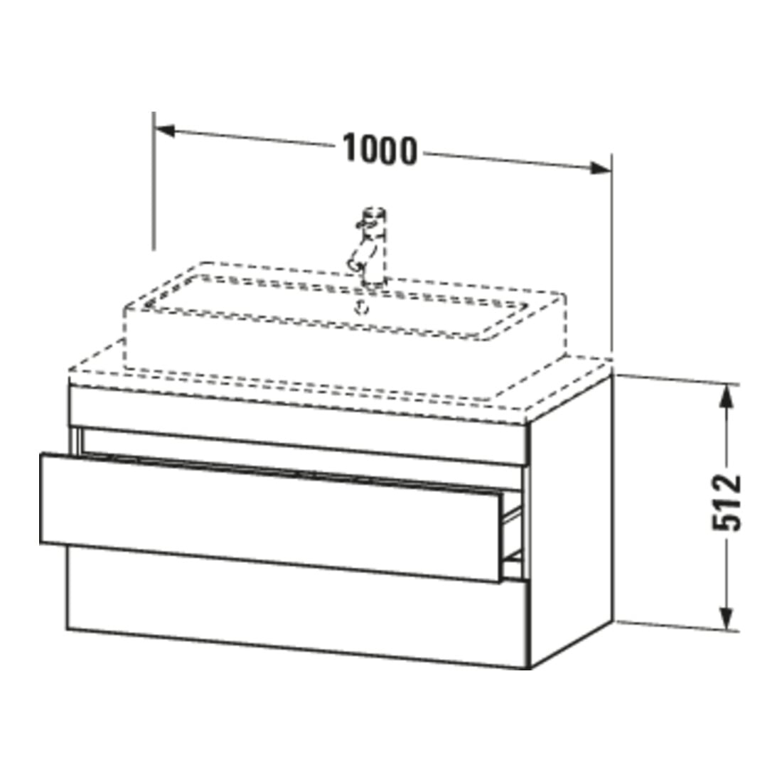 Duravit Waschtischunterschrank Com DuraStyle 100x47,8cm, graph ma, f Kons, 2 Schub.