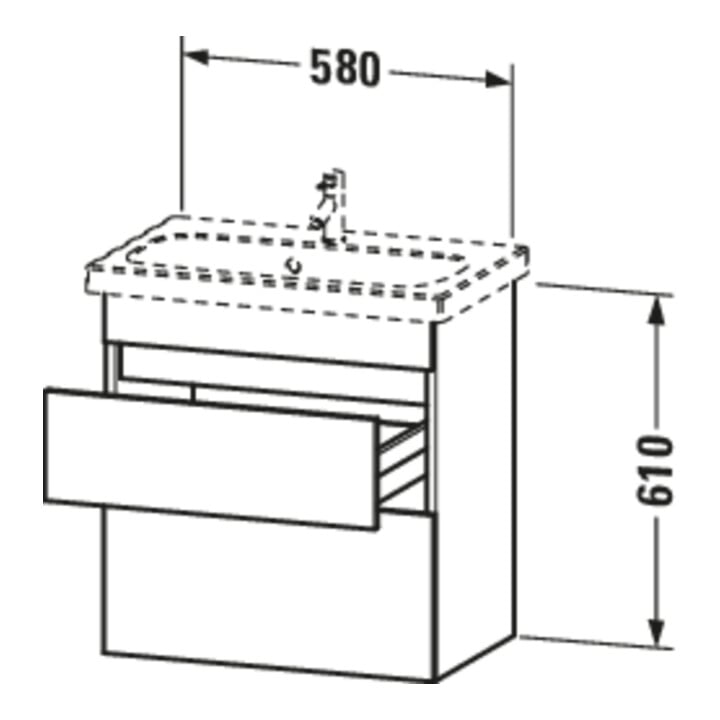 Duravit Waschtischunterschrank Com DuraStyle 58x36,8cm, bas. ma, 2 SchKa., wandhängend