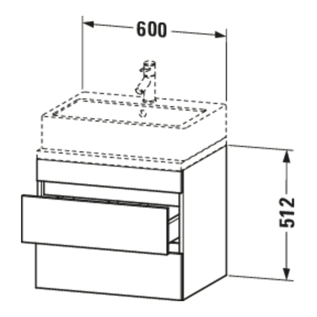 Duravit Waschtischunterschrank Com DuraStyle 60x47,8cm, gra m/ba ma, f Kons, 2 Schub.