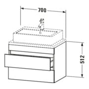 Duravit Waschtischunterschrank Com DuraStyle 70x47,8cm, E sw/Bas ma, f Kons, 2 Schub.-4
