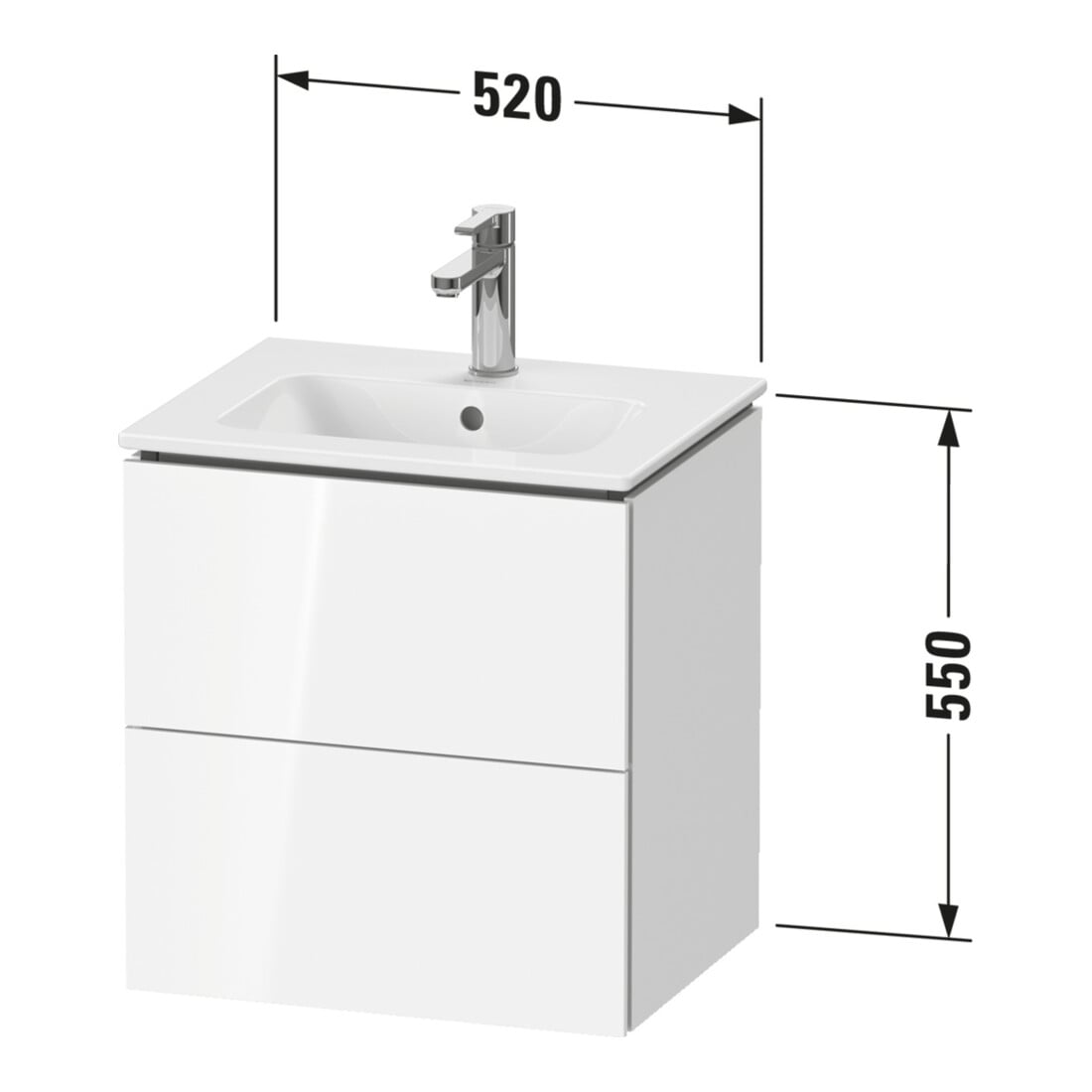 Duravit Waschtischunterschrank Compact L-Cube 52x42,1x55cm, 2 La, wandhängend, Nussb Nat