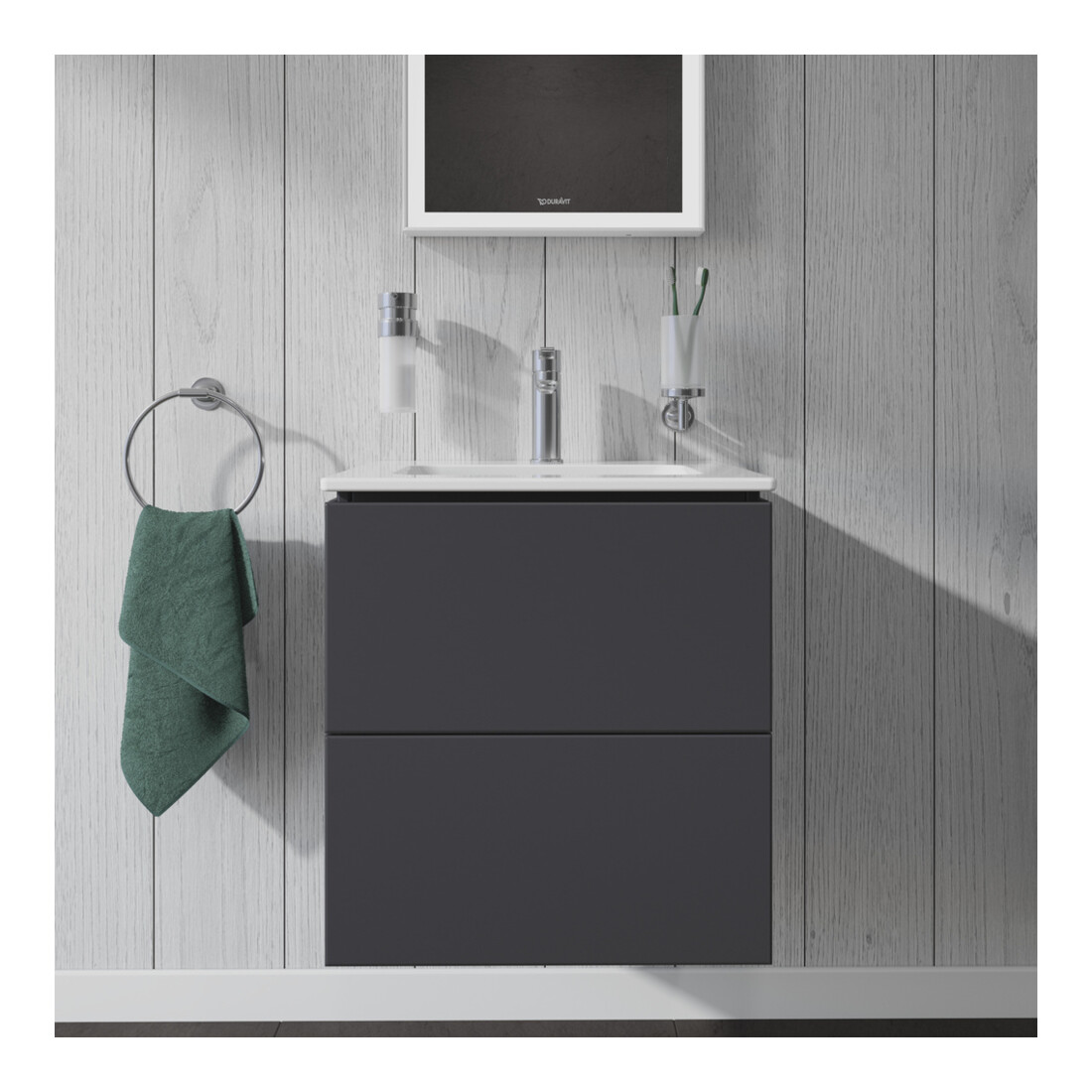 Duravit Waschtischunterschrank Compact L-Cube 52x42,1x55cm, 2 Schubk., wandhängend, graph ma