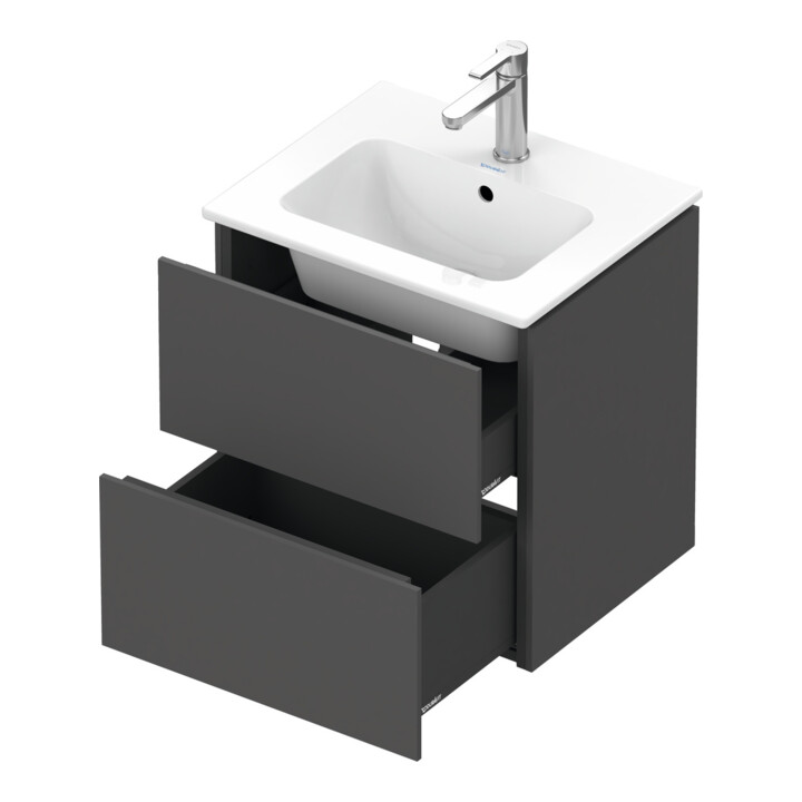Duravit Waschtischunterschrank Compact L-Cube 52x42,1x55cm, 2 Schubk., wandhängend, graph ma